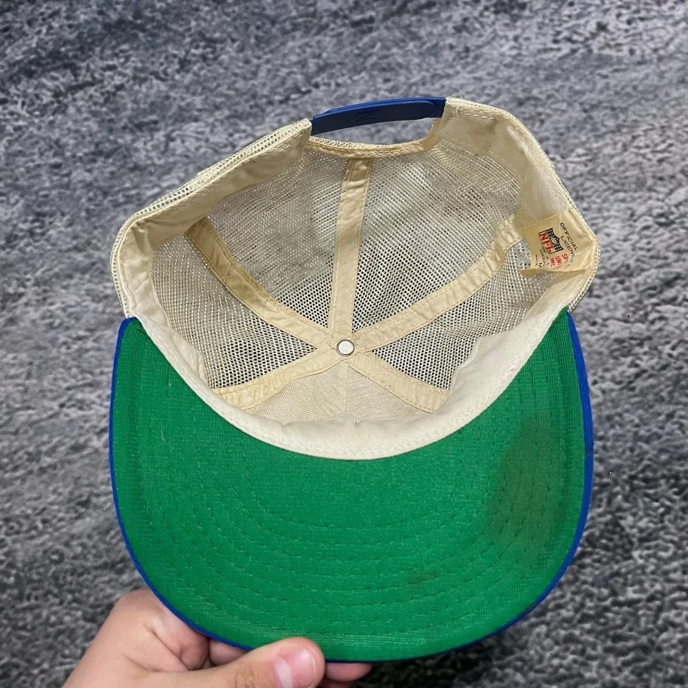 VTG Dallas Cowboys Trucker Hat Snap Back Embroidered Logo NFL 80s 90s White Blue